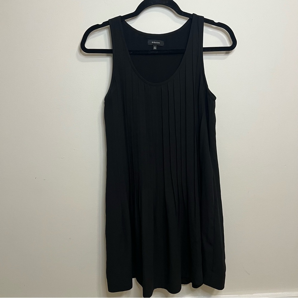 Babaton Aritzia Black Cocktail Pleated Mini Dress Date Night Bodycon Pockets